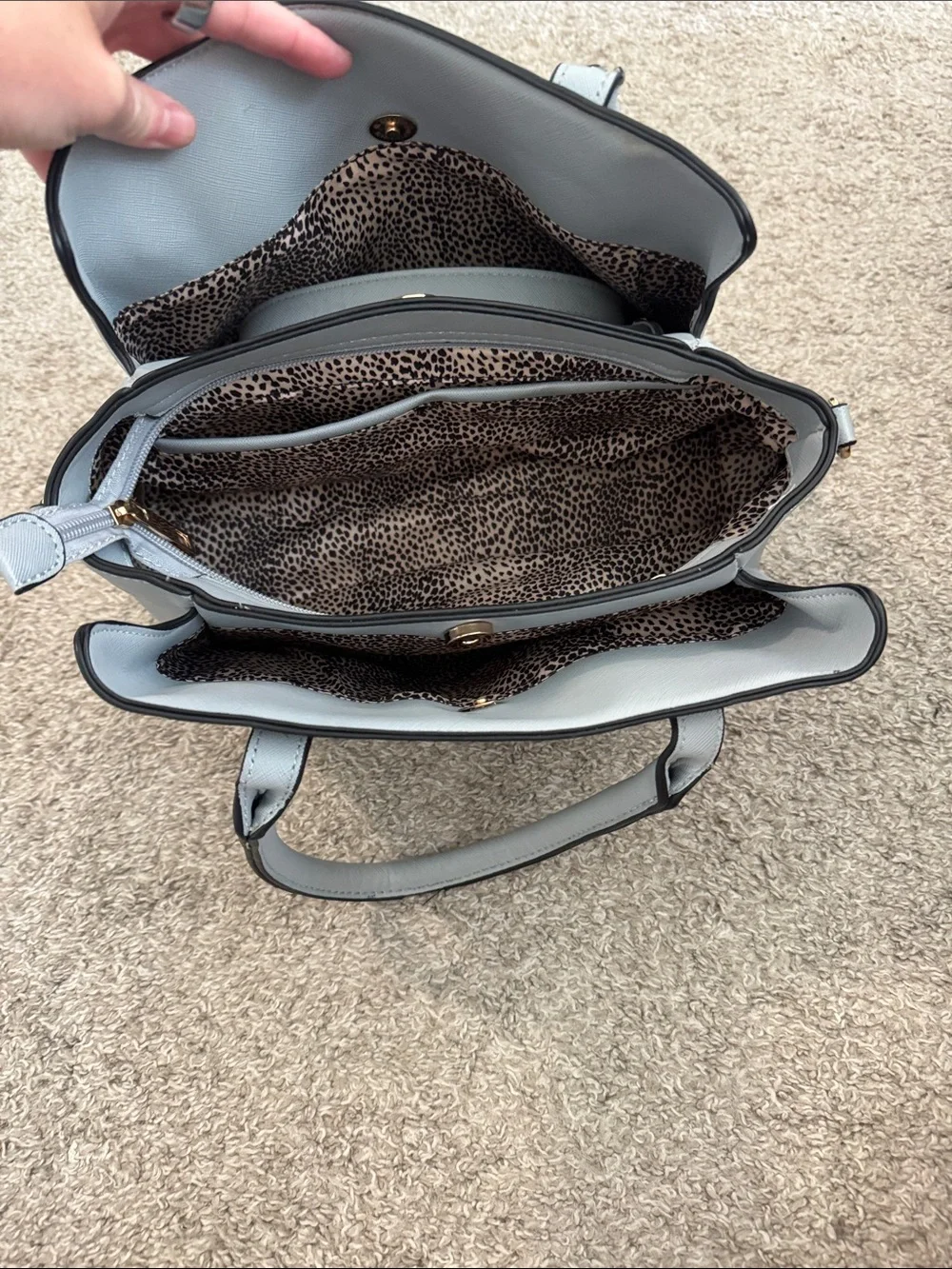 Classic Structured Tote Bag in Light Gray